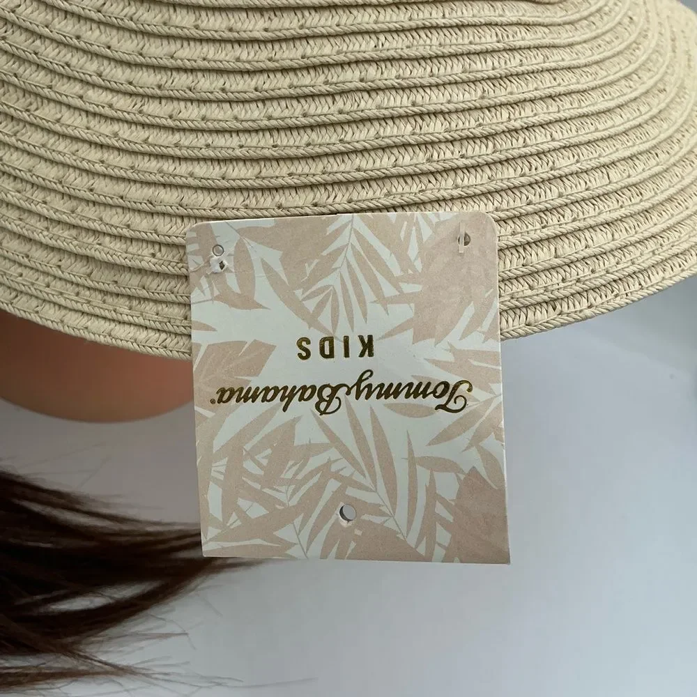 Tommy Bahama kids straw sun hat with floral band NWT